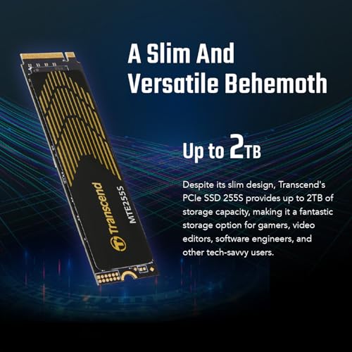 Image of Transcend M.2 2280 1TB Gen4x4 Internal SSD with Heatsink, Up to 7,400MB /s | Storage Expansion for PS5 /PC /Laptop, Tailored for Gamer /Video Editor /High-End Creator /AI Developer, PCIe 4 NVMe, 3D TLC NAND