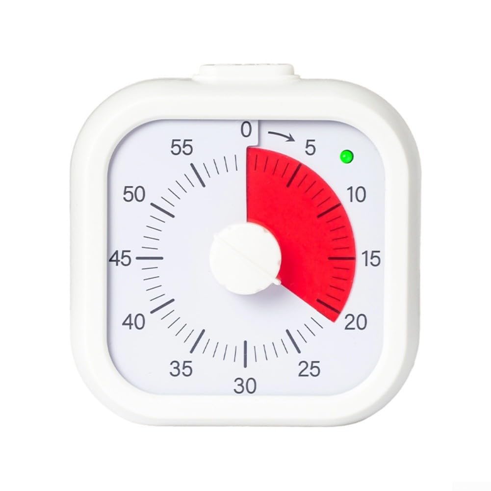 1 PCS Visual Timer for Kids, Time Management Tool with Alarm Clock Function, Colorful Display for Homework and Bedtime Routines, Portable ABS Design for Home School Travel, for battery Operated(white)