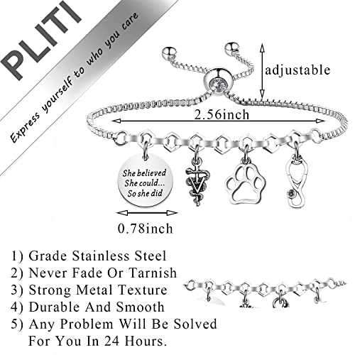 PLITI Veterinarian Gift Vet Tech Appreciation Gift She Believed She Could So She Did Veterinary Student Graduation Bangle2