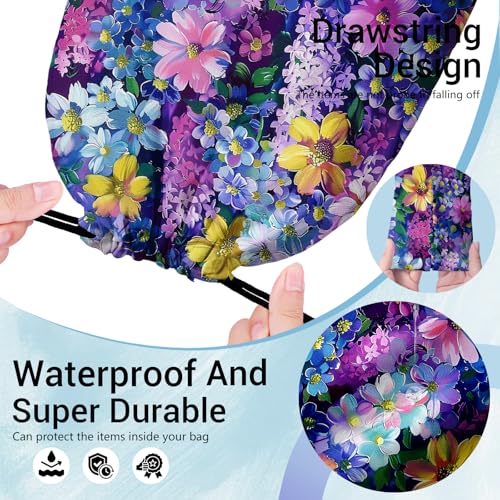 Image of Colorful Wildflowers Painting Grip Bag for Gymnast Purple Small Gymnasts Gymnastics Grip Bag
