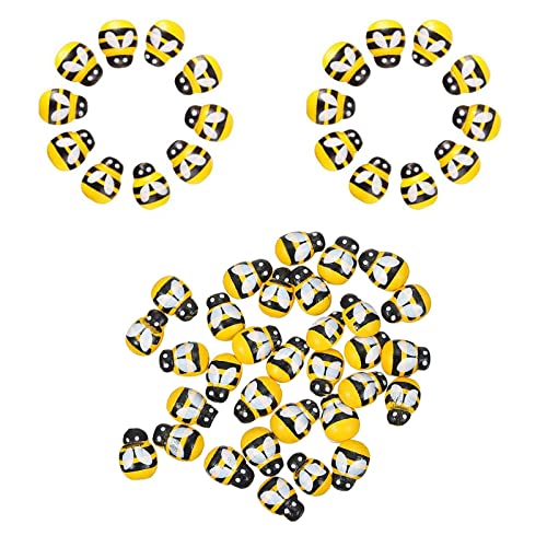 Kaggpeza Selbstklebende Bienen,100 Stück Holz Sticker Biene Kleine Holz Biene für DIY Scrapbooking Party Heimdekoration 9 * 13 mm Little bee Patch Cover