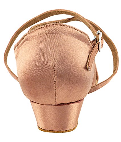 Very Fine Dance Shoes - Ladies Practice, Cuban Low Heel, Waltz, Wedding Dance Shoes - 1670FT - 1-inch Heel and Foldable Brush Bundle - Tan Satin - 9.54