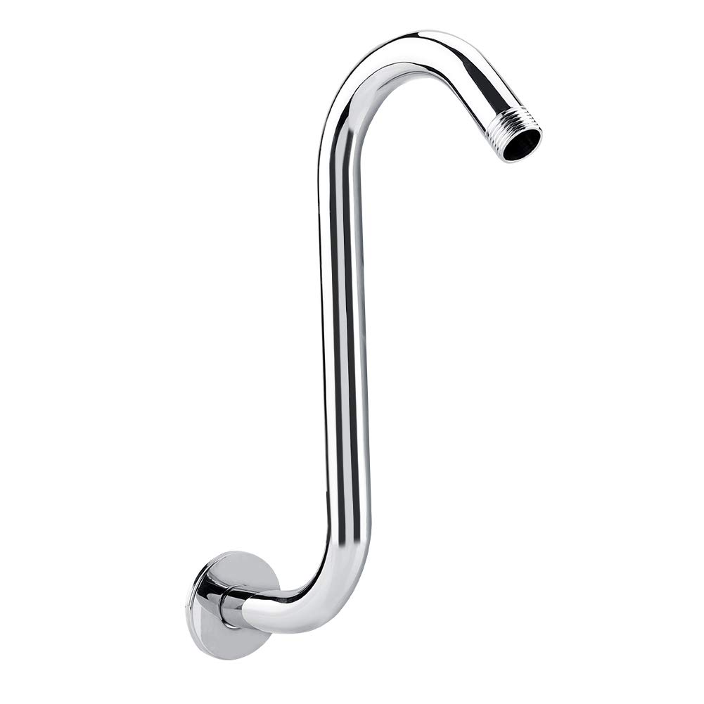 Oumefar Brazo de Ducha con Cuello de Cisne Curvado en S, Brazo de Ducha Duradero de 8 Pulgadas 201 de Acero Inoxidable para Cabezales de Ducha fijos, Accesorio de baño