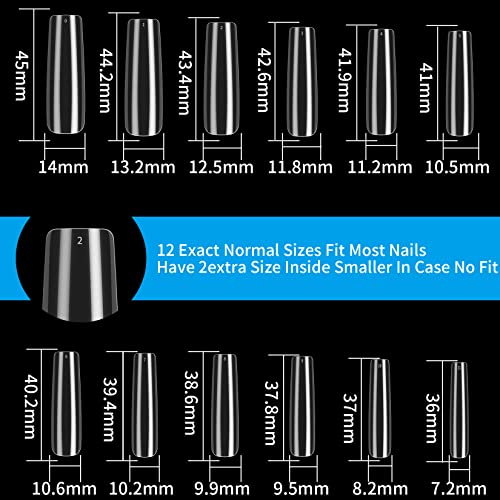 woshilaoDS 240 Pcs Clear Extra Long Nail Tips, Full Cover False Artificial Nail Tips, Press On Nails - Image 2