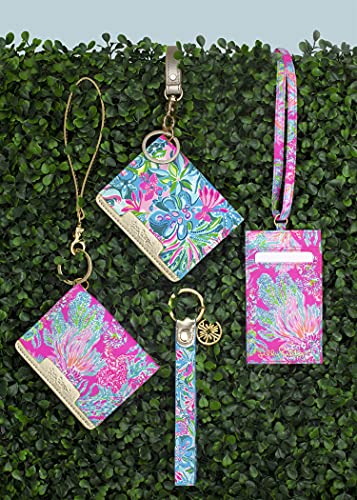 Lilly Pulitzer Durable Leatherette Strap Key Chain, Cute Wristlet Keychain Accessory With Metal Ring, Golden Hour #TOP1