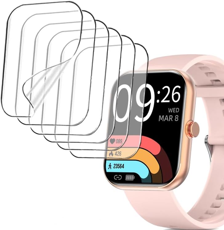 smaate Protector de pantalla compatible con el reloj inteligente SOMTLERK A221 de 1.91", TPU suave, 6 piezas, burbujas autorreparables