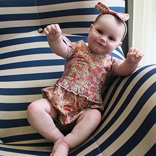 YIHANGG 60cm Blaue Augen Reborn Babypuppe 24 Zoll 3D-Lackhaut Silikon Kleinkind Mädchen Mit Sichtbaren Adern Lebensecht Neugeborene Puppe Kind Geburtstag Weihnachten Geschenke Kunstsammlerstück – Bild 3