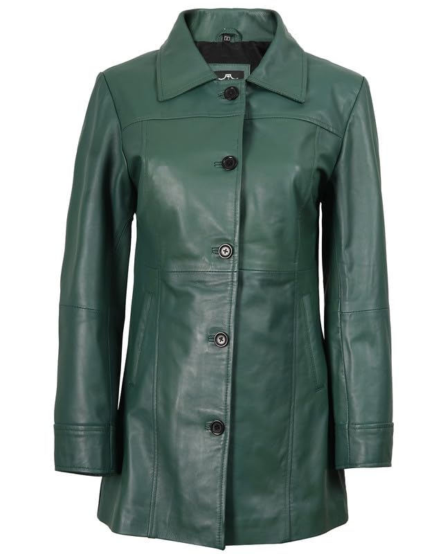 Image of Blingsoul Women's Lambskin Leather Car Coat - Vintage Real Long Leather Jacket for Women