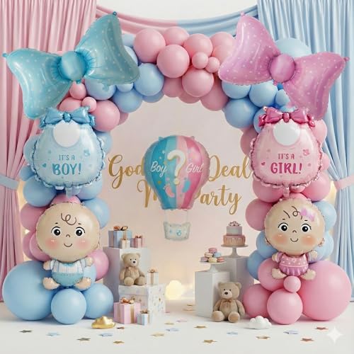 Arche de ballons roses et bleus PAKESI de 141 pièces pour décoration de fête