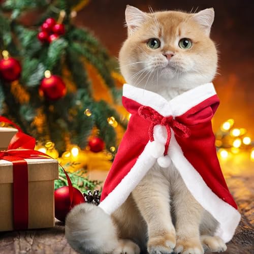 Weihnachten Kapuzen Welpe Katze Kleidung,Haustier Kostümumhang,Haustier Kleidung Lustige Anime Cosplay Kleidung,Weihnachten Niedlich Hundebekleidung Super Weich Kostüm,Geschenk für Haustier