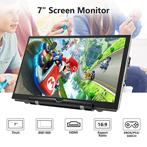 Image of HAMTYSAN Raspberry Pi Screen, 7 Inch Portable Monitor External Display 800x480 IPS Screen Small HDMI Monitor for Raspberry Pi 400 /4 /3 /2 /Zero /B /B+ Jetson Nano Win11 /10 /8 /7 (Non-Touch)