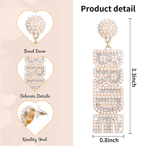 Bride Earrings - Bride To Be Gifts for Bachelorette Beaded Earrings For Bachelorette Outfit Bride Accessories3