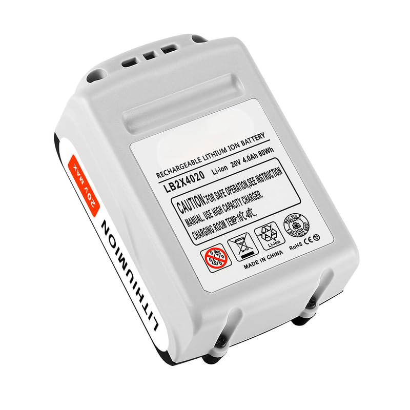 Profesjonalna bateria zamienna do Black and Decker LBXR20 LBXR20-OPE LB20 LBX20 LBX4020 LB2X4020-0PE (20 V, 4,0 Ah, 80 Wh, 5000 mAh) 2 szt