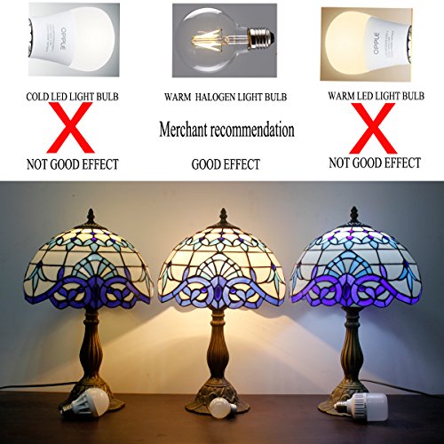 Image of WERFACTORY Tiffany Table Lamp Navy Blue Baroque Stained Glass Style Light
