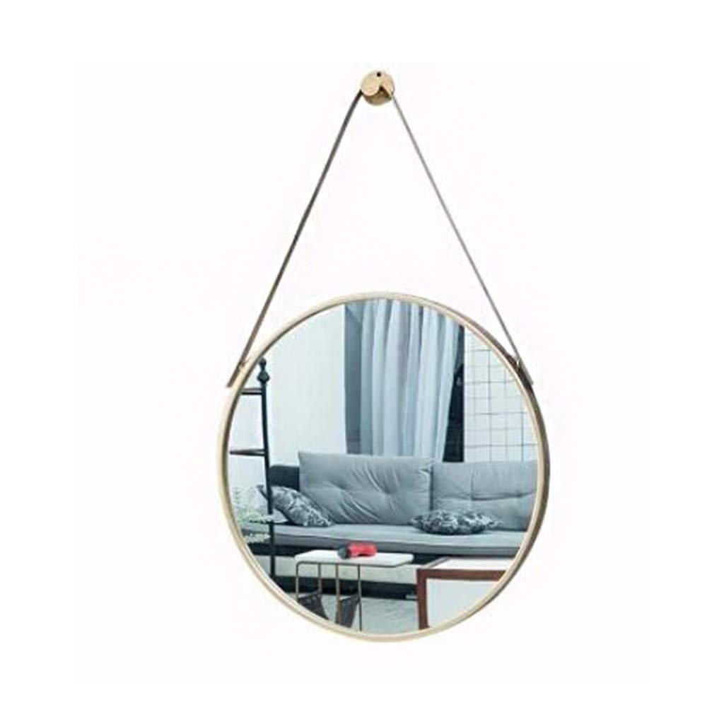 Miroir de vanité décoratif rond en métal doré pour chambre et salon