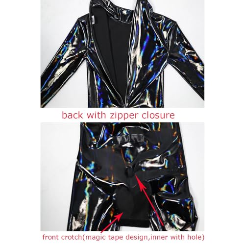 Men's Shiny Wet Look Zentai Catsuit Handmade Jumpsuit Back with Zipper Bodysuit Clubwear4