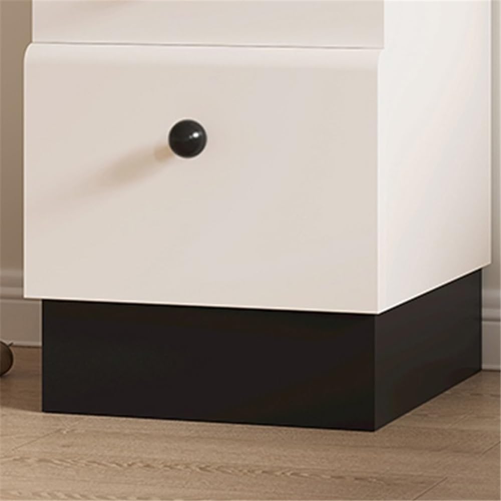 Comodino Comodino piccolo in legno grigio con lato stretto e cucitura a clip, mobiletto minimalista nero Tavolo laterale(M)