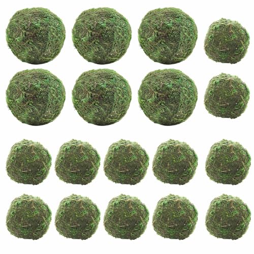 Wuyituart 18 Pcs Faux Moss Balls Decorative 12 Pcs 2.3 inch Artificial Green Plant Mossy Globes + 6 Pcs 3.1 Inch Green Moss Balls Decor