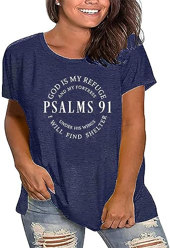 Plus Size Women Christian Shirts Waymaker Tshirt Vintage Faith Religious Gift Tee Psalm 91 Letter Print Blessed Tops(2-5X)3