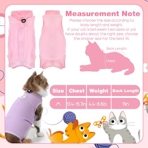 Elegaperma 2 Stück Weich Kastrationsbody Katze, Katzenbody Nach Op, Professioneller Body Katze Nach Op mit Bauchschutz, Katzen Anzug für Operationen wie Kastrationen, Wundversorgung (Größe M, Rosa)