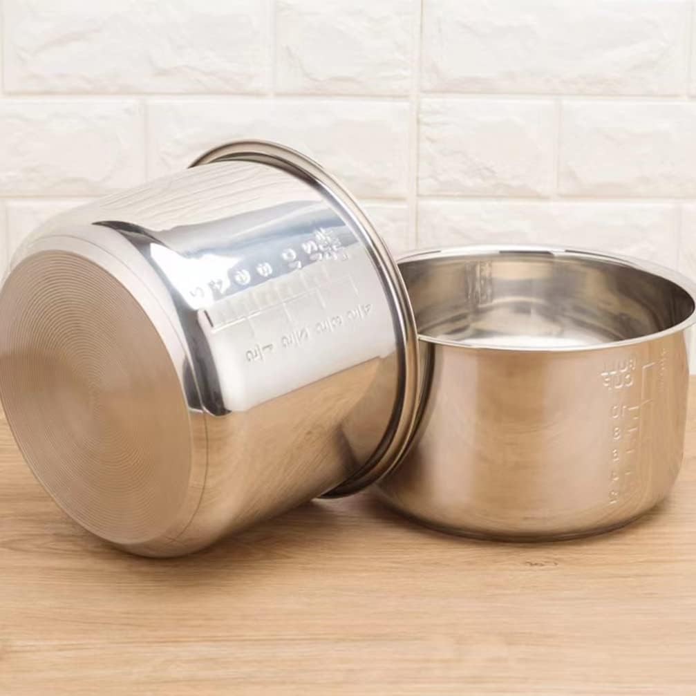 Zerodeko Replacement Inner Pot Stainless Steel Rice Cooker Inner Pot Pressure Cooker Liner Rice Cooker Accessories Cooking Pot Stockpot for Kitchen 4L