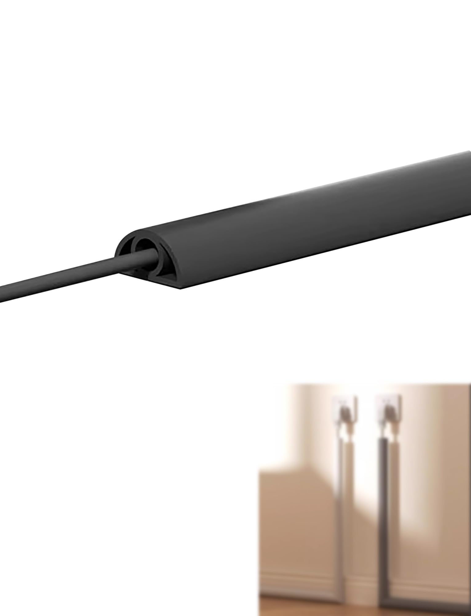 Ocultador de Cables de Pared, Cubierta de Cables autoadhesiva for Paredes, Corrector de Cables de PVC Flexible for el hogar y la Oficina(Black-w3cm,5meter)
