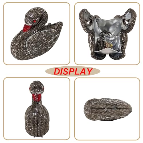 Image of Elegant Swan Evening Purse Animal Crystal Clutch Women Minaudiere Handbag Party Luxury Rhinestone Bag | Animal Crystal