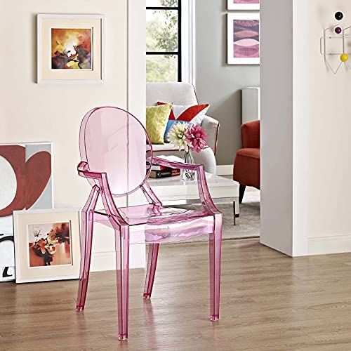 Modway Casper Modern Acrylic Stacking Kitchen And Dining Room Arm Chair In Pink - Fully Assembled #TOP6