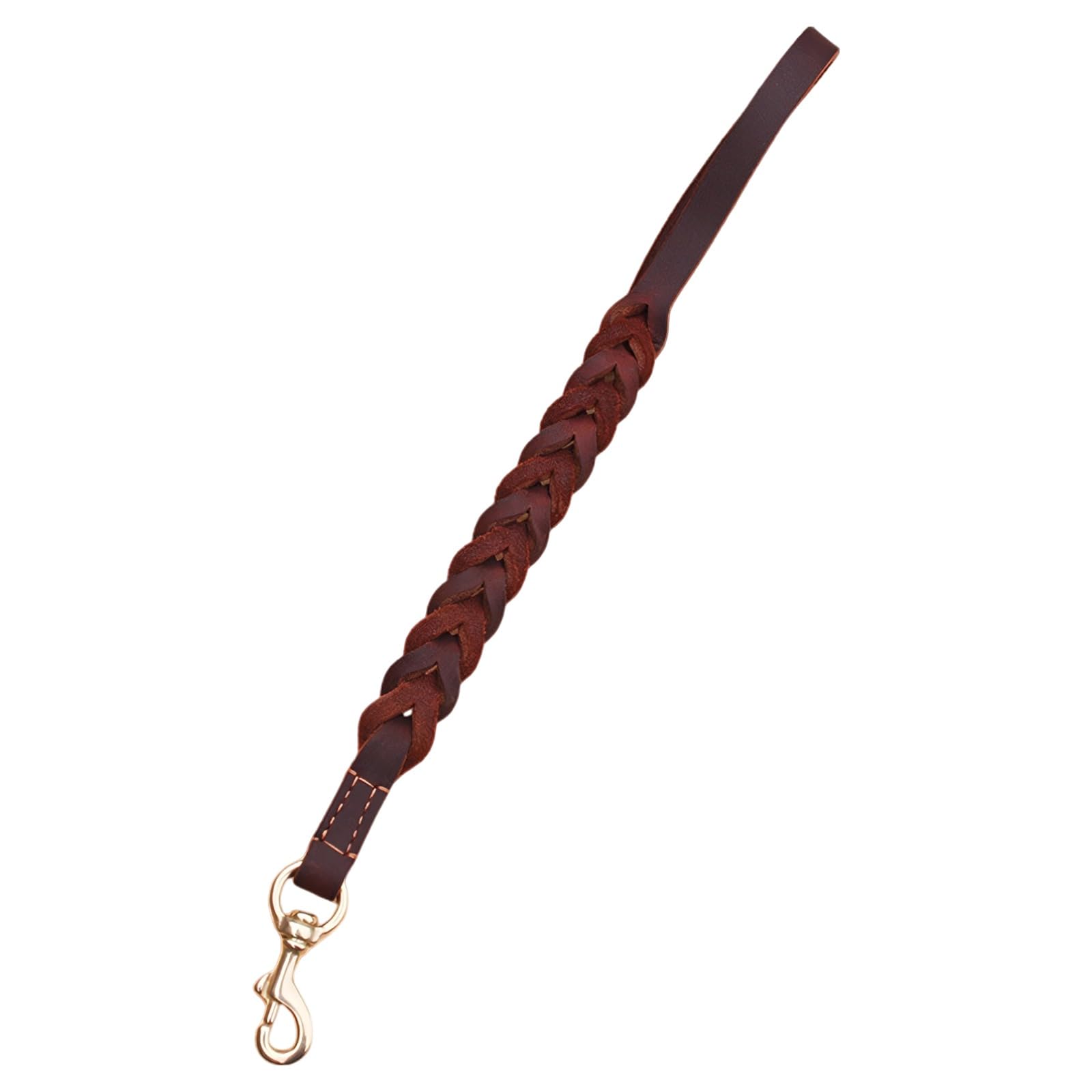 Geflochtene Hundeleine aus echtem Leder, robuste Rindsleder-Führleine mit Metallverschluss, handgeflochten für mittelgroße und große Hunde, 0,71 x 19,69 in, Braun