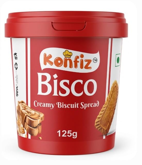 Konfiz Bisco Creamy Biscuit Spread, Smooth, Rich & Caramelized Biscuit Flavoured Spread for Bread, Toast, Pancakes & Desserts, 125g (Pack of 1)-image-18