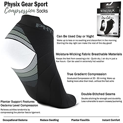 Physix Gear Short Compression Socks for Men & Women - Best Low Compression Socks Women & Men Ankle Socks with Arch Support3