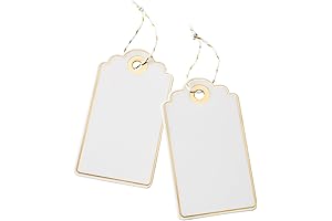 Personalized Gift Tags with String Attached: 100 PCS White Gift Tags with...