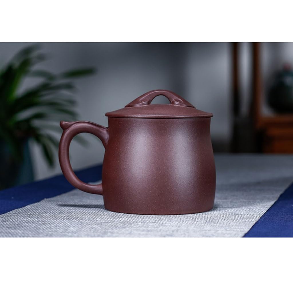 Matcha Cups Ruyi kubek do parzenia herbaty z pokrywką fioletowy kubek na piasek ręcznie wykonany kubek na wodę pitną męski biurowy kubek do herbaty 420 ml zestaw do herbaty kubek do herbaty