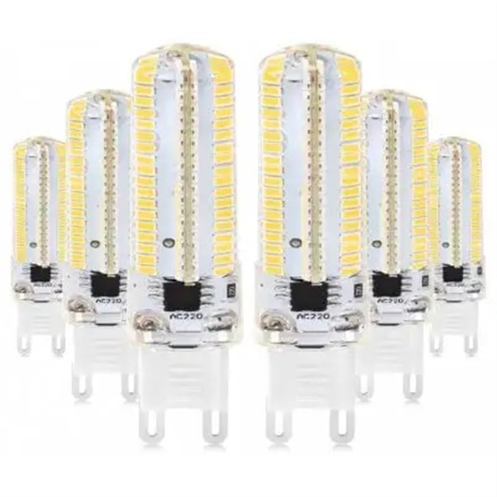 Iluminación KJXP, Paquete de 50, bombillas LED de maíz AC220V G9 9W 900Lm 3014SMD-152 bombillas LED for focos lámparas de cuerpo Sillcone(Warm White)