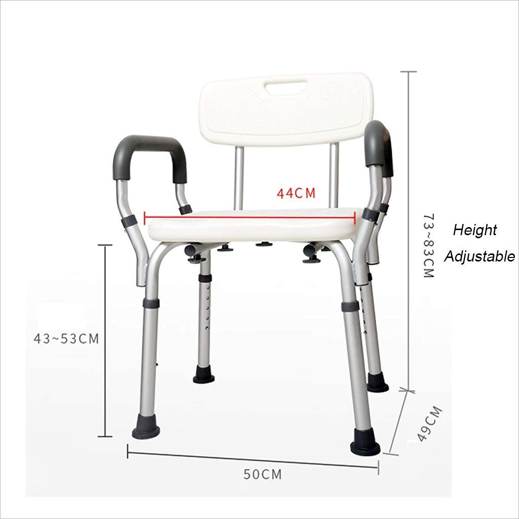 CHEWYNP Asientos de baño Taburete de baño Silla de baño/Ducha portátil Taburete de baño para Mujeres Embarazadas Asiento de baño con Respaldo Acolchado Antideslizante Pasamanos Ayuda de mo