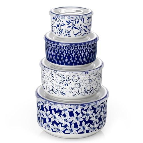 Salatschüssel mit Deckel 4 teilig, vancasso Müslischalen Keramik,...