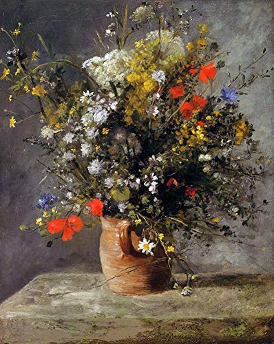 Peinture à l'huile faite à la main fleurs vase Renoir décoration murale sur toile