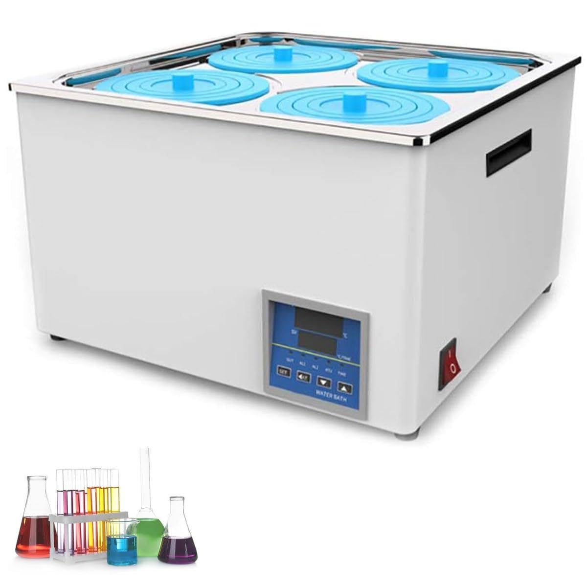 Baño María termostático digital de laboratorio, calentador de baño María, tanque interior de acero inoxidable de 4/6 orificios, para calentar alimentos en experimentos químicos y biológicos (4 orifi