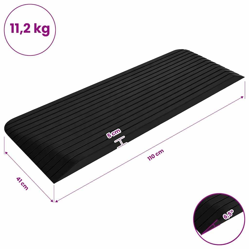 Rampy progowe, zestaw 2 sztuk, 110 x 41 x 5 cm, z pełnej gumy – antypoślizgowe rampy najazdowe do wózków inwalidzkich, chodzików i pojazdów do 5 ton