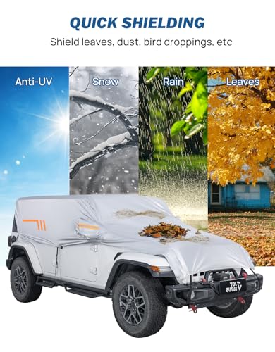 Image of JOYTUTUS Wrangler Half Covers 4 Door Sunshade for Wrangler JK JL 4 Doors 2007-2026, All-Weather Protection, UV50+ Windproof Car Half Cover
