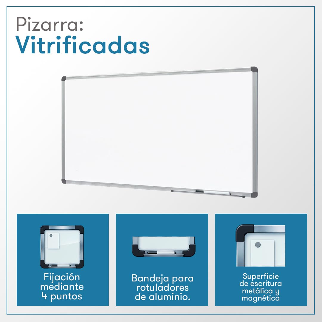 Rocada | Pizarra Blanca Magnética 90 x 60 cm - Marco de Aluminio - Borrado en Seco - Superficie Magnética - Para Oficina, Aula y Presentaciones - Fácil Limpieza