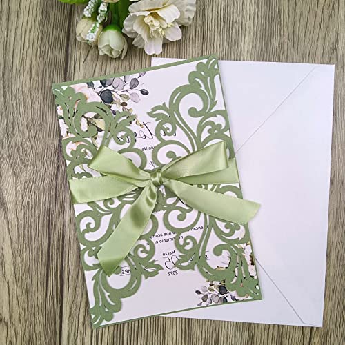 25PCS Laser Cut Wedding Invitations Cards with...