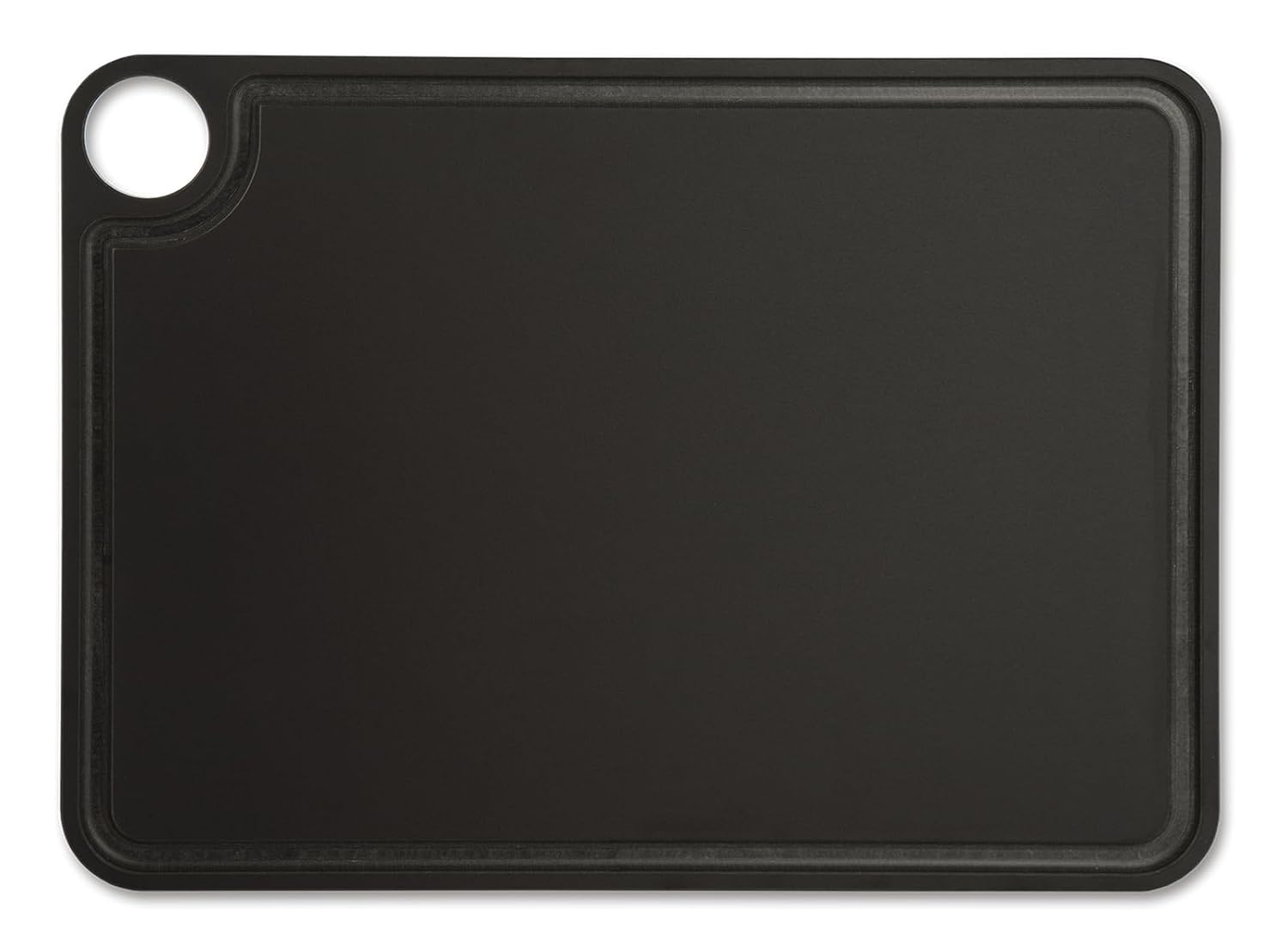 ARCOS Cutting Board with Channel and Hanger. Smooth Surface for Chopping Food in Cellulose Fibre and Resin. Professional Meat and Vegetable Cutting Utensil. Serving Board. Color Black. 377 x 277 mm