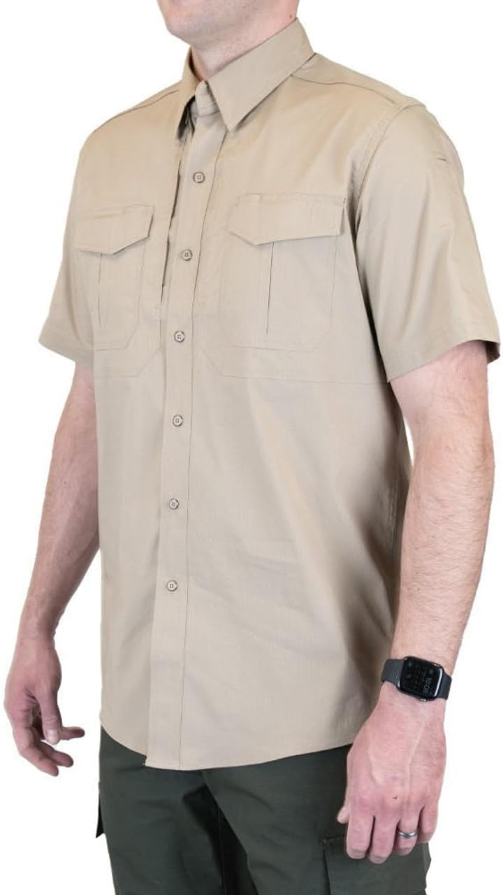 LAPG Men's Short Sleeve Battle Rattle Stretch Field Shirt, Tactical Button Up Ripstop Uniform Work Shirt for Men - Image 9