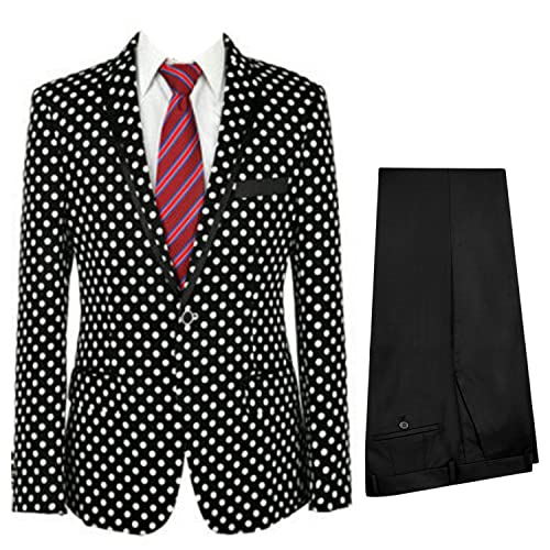 Costume de mariage pour homme avec veste jacquard à pois et col châle satiné chic