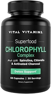 Vital Vitamins Chlorophyll Pills - Body Deodorizing Supplement - Made with Spirulina, Chlorella, Organic Parsley, Mint, & Activated Charcoal - Defeat Odor Naturally - for Women & Men - 60 Capsules