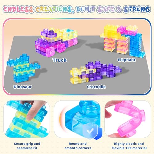 Image of 40 PCS Sensory Soft Building Blocks for Toddlers Kids, Squishy Stacking Toy | Preschool Educational Creative Play, Montessori Squeezable, Stretchable Early Learning Construction Playset, Puzzle Blocks