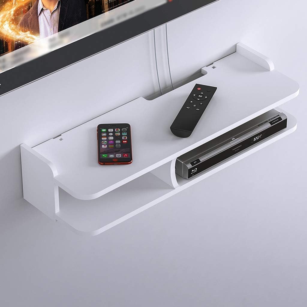 Wall-Mounted TV Shelf – Modern Floating TV Stand, Wooden Media Console for Living Room, Storage Organizer for Set-Top Box, Wi-Fi Router, Gaming Console – White Finish, Durable MDF Board