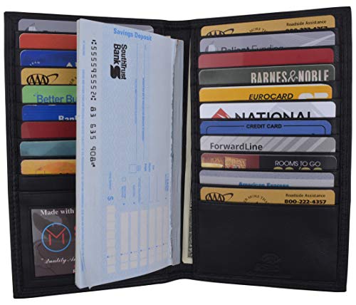 RFID Blocking Bifold Genuine Leather Credit Card ID Holder Long Wallet (Black)4