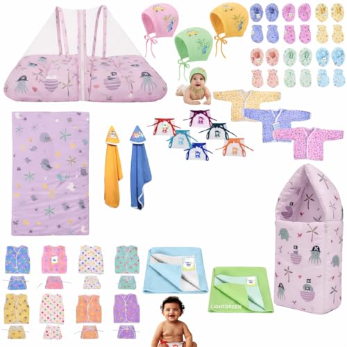 Image of Toddylon Baby Essentials for Newborn Kit (52 in 1) | New Born Set Combo Pack | Hospital Kits for Babies| Newborns Essentials 0-6 Months | Gift Set for Boys & Girls (Purple)
